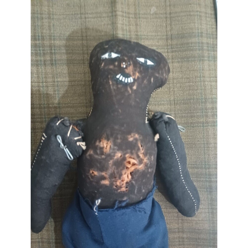 Antique African American Folk Art Doll Painted Face Straw Stuffing - Picture 3 of 5